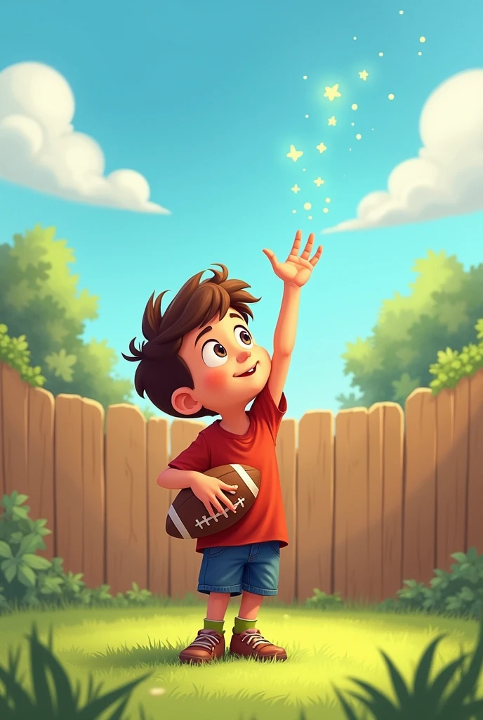 Cartoon of a boy wishing for a football team