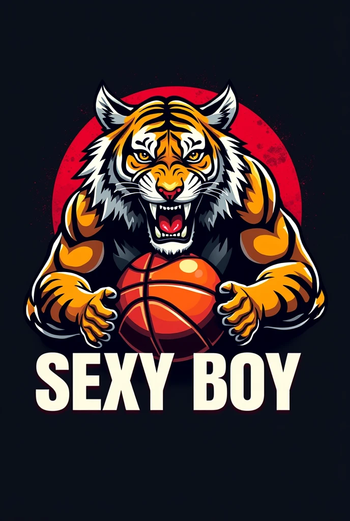 a logo with the word Sexy Boy's a tiger and a basketball