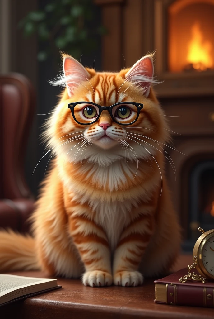 Rich cat with glasses