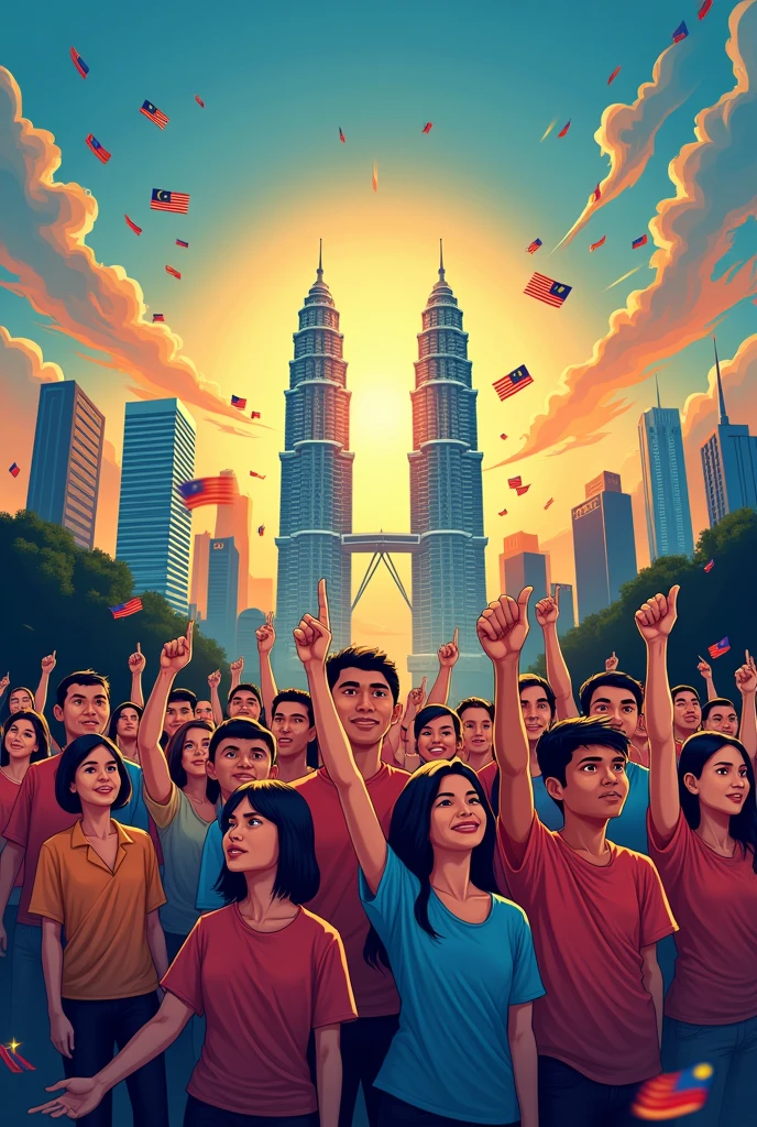 make a malaysian independence day poster with the theme Civilized Malaysia: Merdeka Spirit
