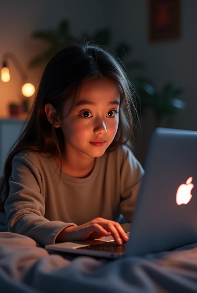 A girl search something on youtube in her Laptop