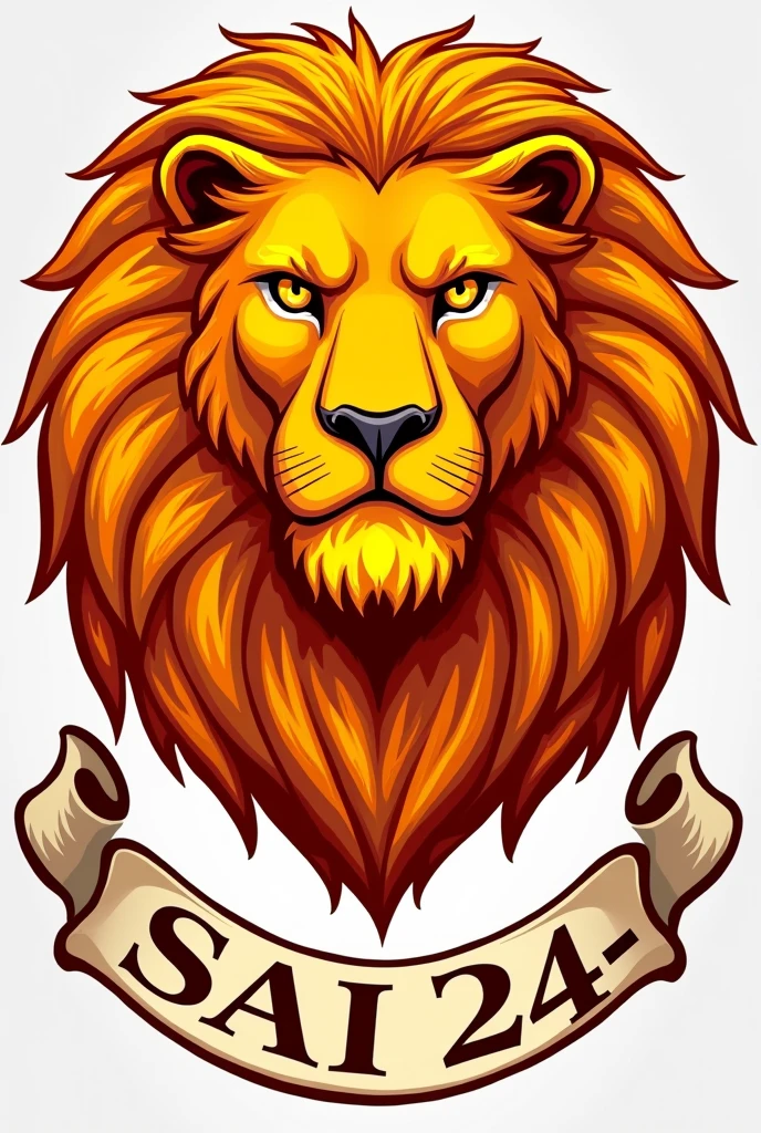 emblem with orange lion head and below with inscription-CSAI-24-1, emblem like Harvard.