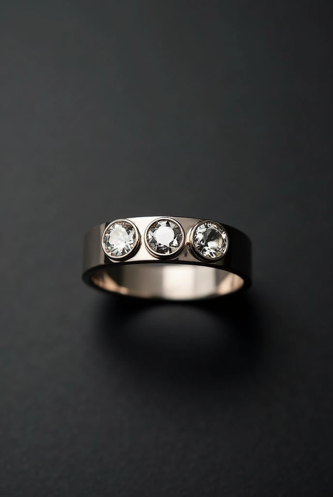 Simple men's ring with three round stones