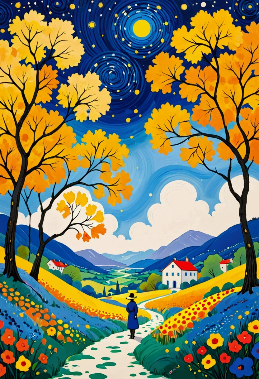 2d,flat,Cloisonné enamel,Chinese style,modern Art,Fine-brush Painting,Chinese aesthetics,Printing pattern,Color ink,Polka dot art,((Dot:1.9)),Freehand,artistic conception,Wu Guanzhong's artistic style,Minimalism,Birch tree close-up,Elegant and soft tones,author:Camille Bombois, author Jean Hey, Paul Signac (Paul Signac) of inspiration, 受到莫里斯·丹尼斯of inspiration, Inspired by Michel Delacroix, starry night, inspired author:Camille Bombois, 在starry night里, Inspired by Georges Lacombe, author Pierre Roy, Inspired by Marianne von Werefkin