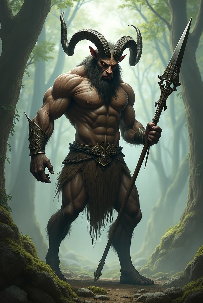 Satyr fighter holding spear