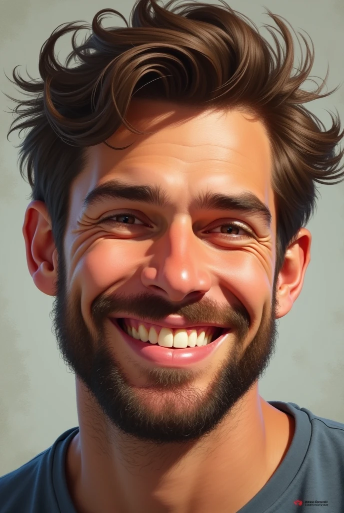 Make a drawing of a male who is lowkey , Funny, and kind at the same time