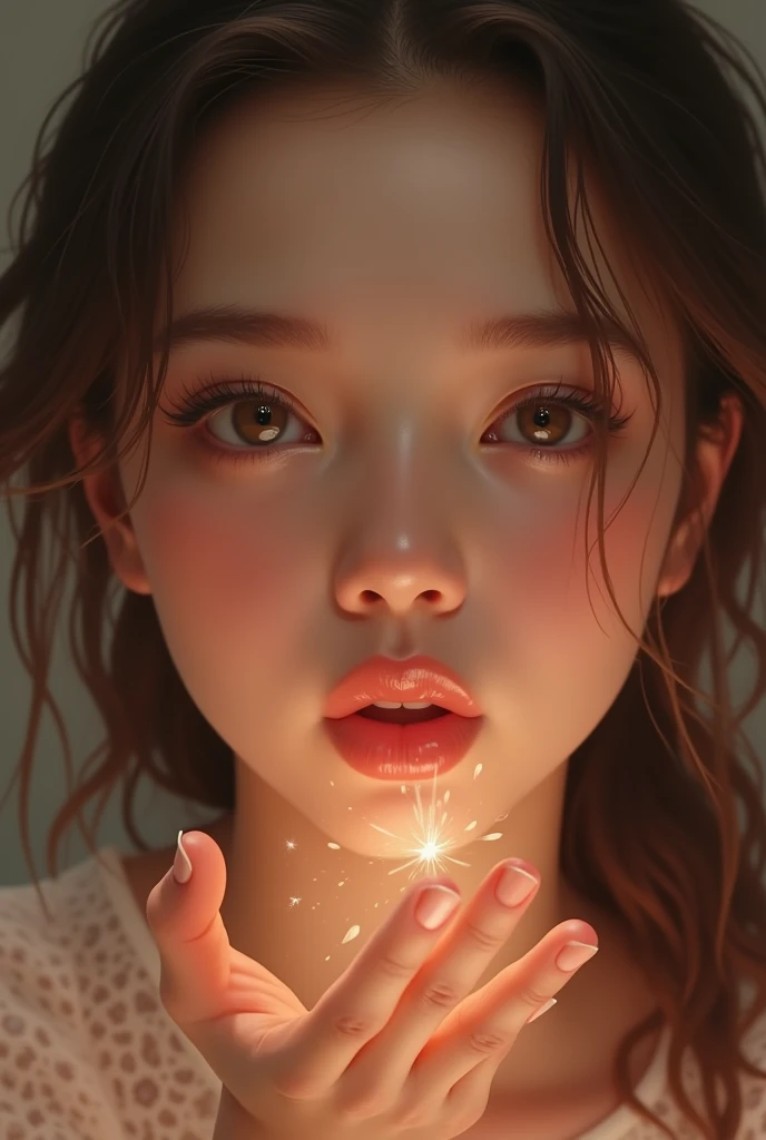 Blowing a kiss from the front