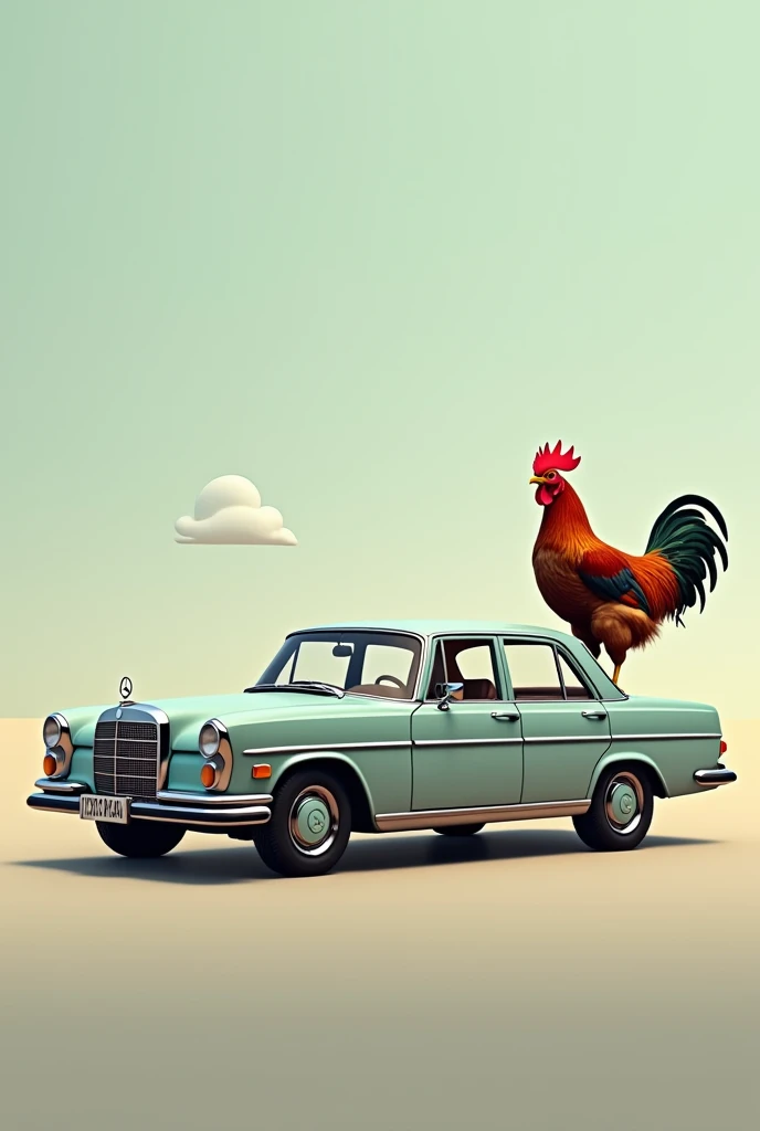 Create images Mercedes w210 and chicken in side