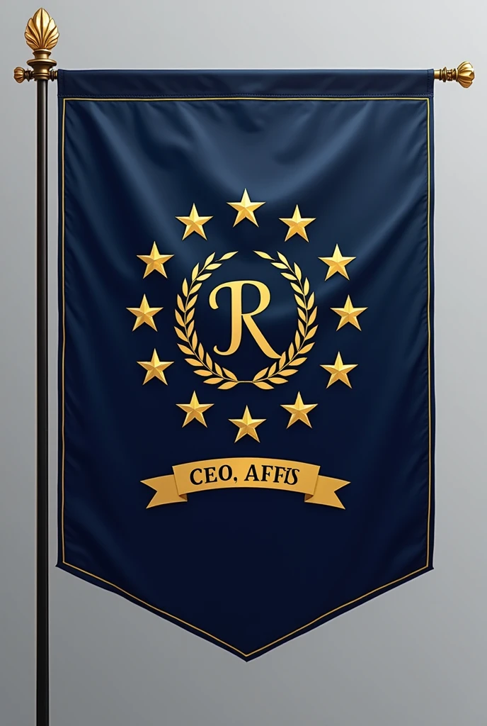 CEO Standard flag for a company with 15 investments and a CEO named Stanley would be designed to symbolize the leadership, authority, and unity of the company under Stanley's guidance. Here's a description of how it could look:
Main Background:
The flag has a deep navy blue background, symbolizing trust, stability, and professionalism. This color is often associated with corporate leadership.
Central Emblem:
At the center of the flag, there is a large golden circle representing unity and the encompassing vision of the CEO. Inside this circle, there is an elegant gold monogram of the initials "S" (for Stanley), designed with sharp, authoritative lines, symbolizing strength and leadership.
Stars or Symbols for Investments:
Surrounding the central emblem, there are 15 golden stars arranged in a circular pattern. Each star represents one of the 15 investments under the company’s portfolio. The stars are evenly spaced, indicating balance and equal importance of each investment.
Company Name or Motto:
Below the central emblem, a banner in white with gold trim runs horizontally across the lower part of the flag. The banner bears the company’s name or a corporate motto in bold gold lettering, symbolizing the company's identity under Stanley's leadership.
Border:
The flag is edged with a thin golden border that ties the design together, representing prestige and the high standards maintained under Stanley's leadership.
Additional Detail:
At the top of the flagpole, there is a gold finial shaped like a laurel wreath, symbolizing achievement and victory, aligning with the CEO's successful management of the company's diverse investments.
This design encapsulates the authority, unity, and success of the company while highlighting Stanley's role as the central figure guiding the organization's investments.
Remove the word Stanley and put CEO