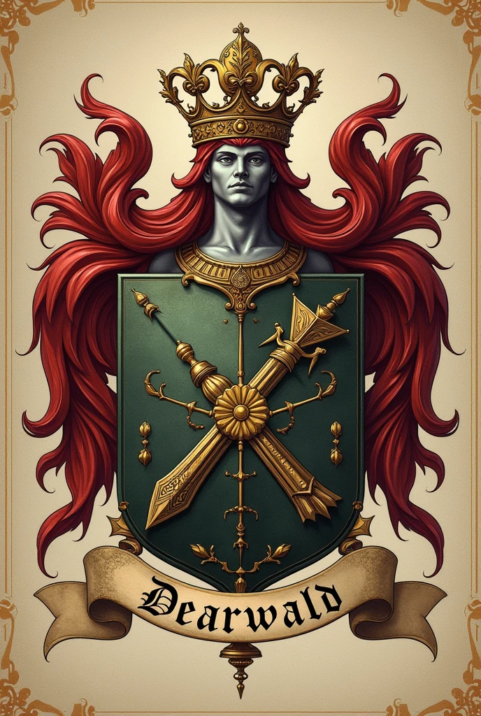 Créé un blason pour la dynastie Dearwald. C'est une puissante famille de sorciers composés d'intellectuels nés au Royaume-Uni. Ils possèdent également le titre de comte du Norfolk. Le nom Dearwald doit apparaître sous le blason dans une banderole. Pas de visage humain sur le blason.