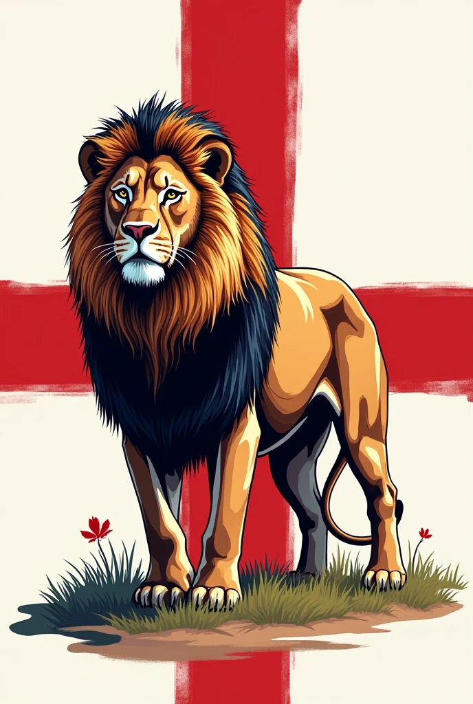 Instagram profile picture with the England flag behind and a lion in front. as a drawing