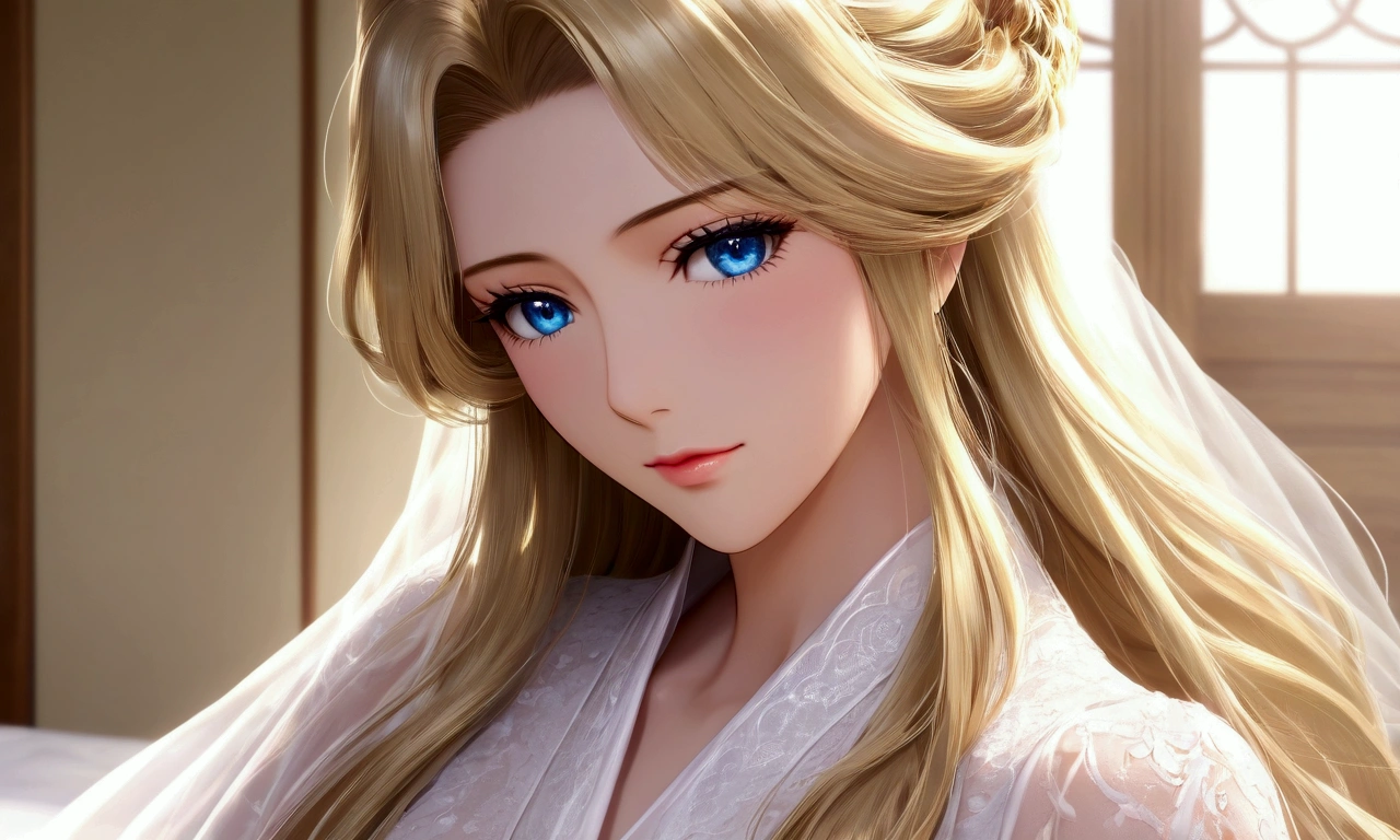 score_9, score_8_Excellent, score_7_Excellent,非常にbeautiful女性の顔,anime,Unreal beauty,Eyes that seem to be sucked in,beautiful化粧,ゆるくウェーブの掛かった非常にbeautiful髪,Goddess of Fantasy,Royal Queen,Luxury bedroom,Rin々A funny expression,A look full of self,Enchanting,(masterpiece, Highest quality, Highest quality, Official Art, beautiful,beautiful:1.2), (One person), Very detailed,Most detailed, Perfect Face,CG Association Hot Topics, 8K high resolution, Detailed Art,Blonde,High resolution decoration,Very long eyelashes,Perfect Eyes,Blue Eyes,Long face