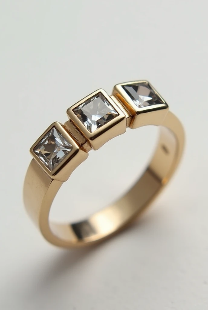 Simple men's ring with three square stones