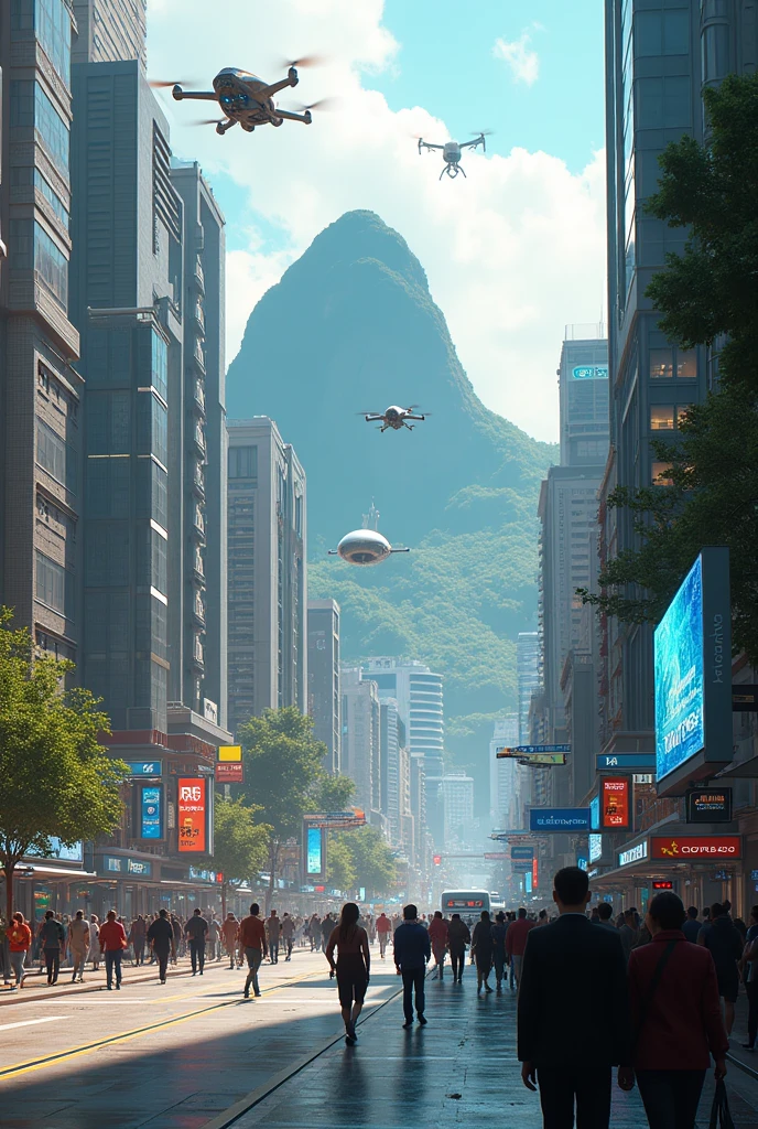 show me the streets of rio de janeiro in the future in futuristic mode