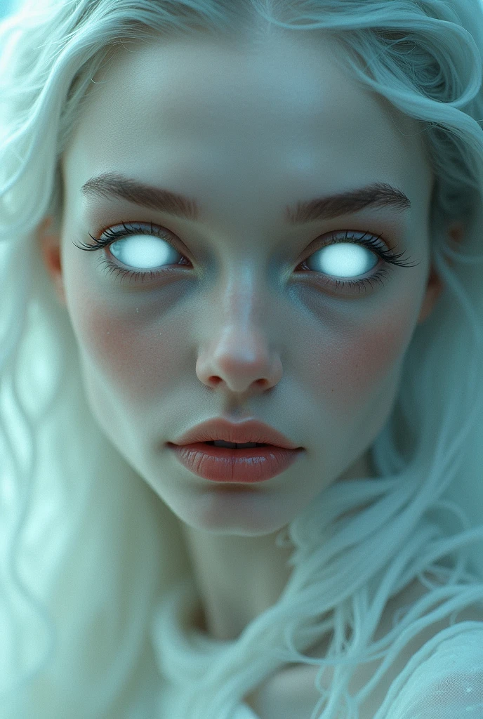Blind woman white eyes