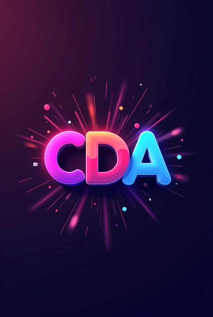 generate a logo with the CDA letters with a Play button between the letters A and C symbolizing the D and with the colors purple, red and blue mixed