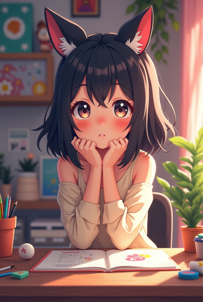 Small girl amd cute face and anime fan studio there youtuber