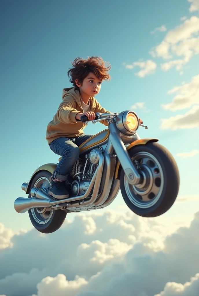  Boy flying bike in sky (front image). Real hd photo.
