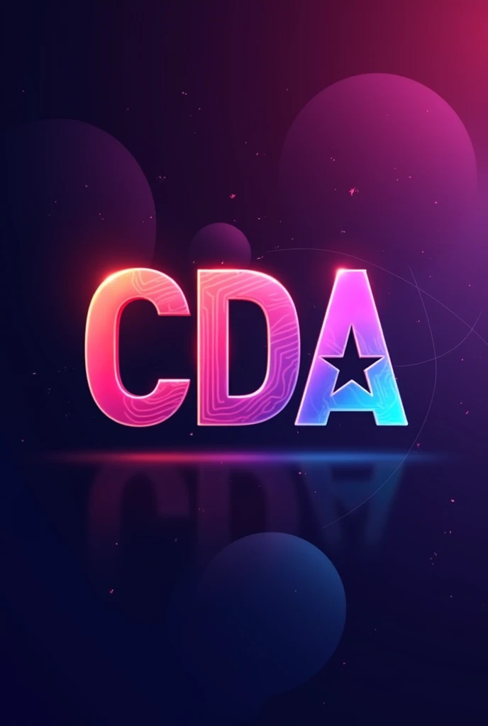 generate a logo with the CDA letters with a Play button between the letters A and C symbolizing the D and with the colors purple, red and blue mixed