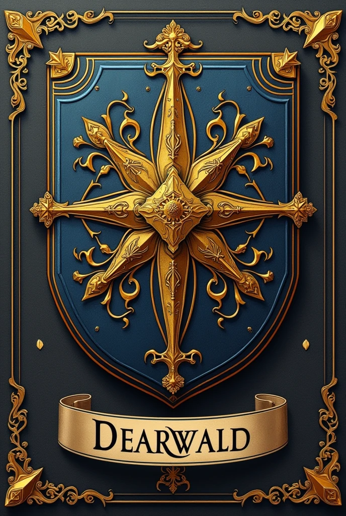 Créé un blason pour la dynastie Dearwald. C'est une puissante famille de sorciers composés d'intellectuels nés au Royaume-Uni. Ils possèdent également le titre de comte du Norfolk. Le nom Dearwald doit apparaître sous le blason dans une banderole. Pas de visage humain sur le blason.