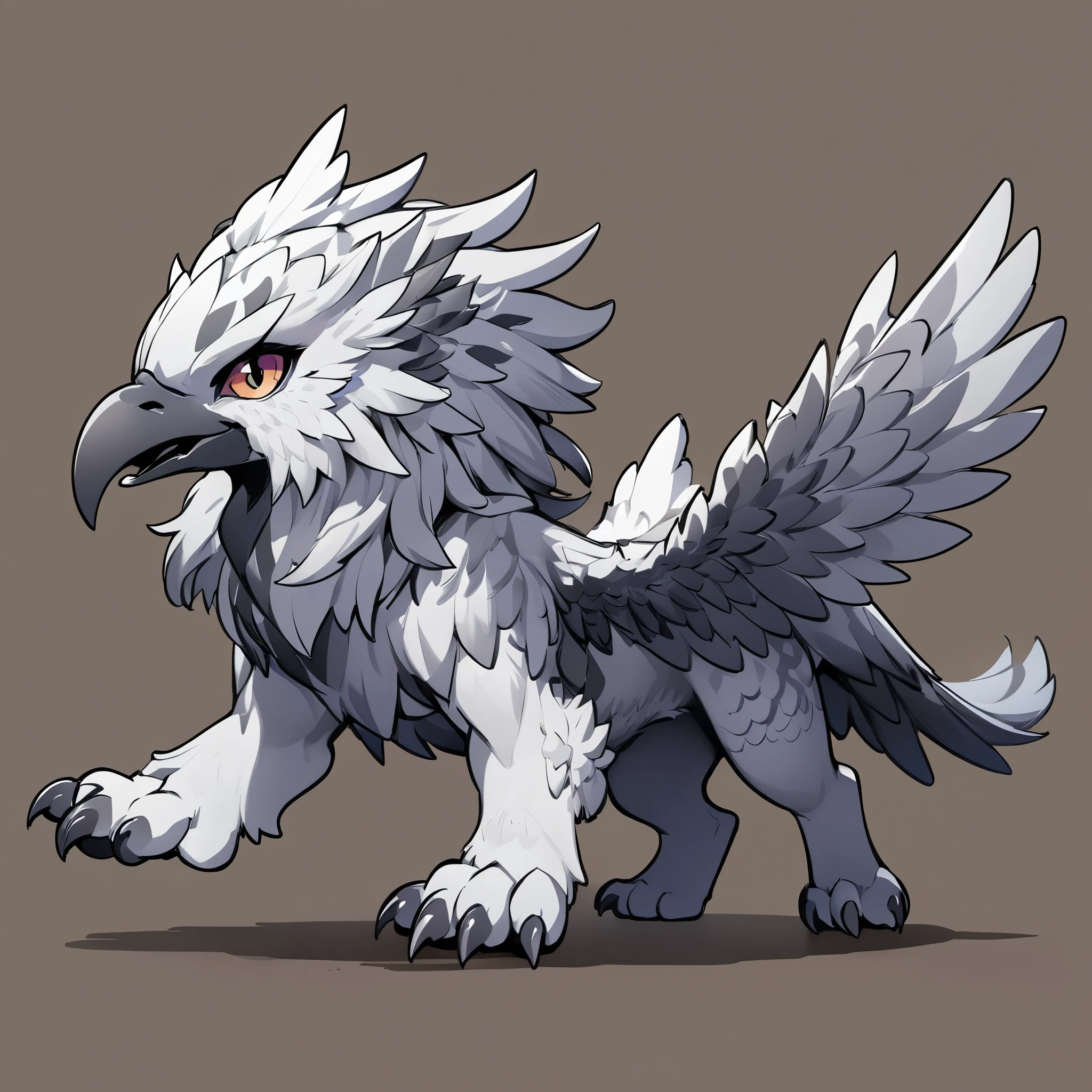 Griffon, Ferocious Eidolon, Chibi cute, チビGriffon, Mythical creatures, Cute pose, Single color background, Deformation, Highest quality:1.2, Very detailed, masterpiece:1.2.