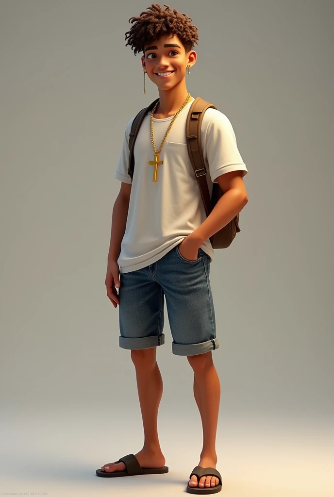Raise a boy following the guidelines:
Age: 
Appearance: Slim, 176cm, curly brown hair, short on top and shaved on the sides, gray-brown eyes, copper-colored skin and white teeth.
Common clothing: variations of jeans and shorts, short-sleeved shirts, shoes and flip-flops, gold crucifix earrings and necklace.
