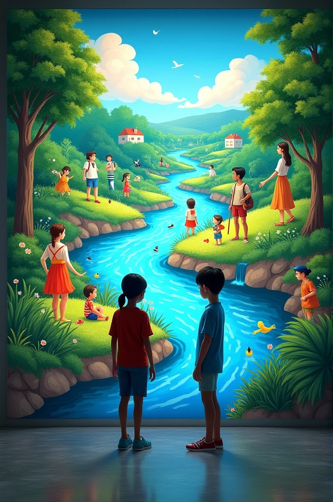 Create an interactive mural with environmental care themes