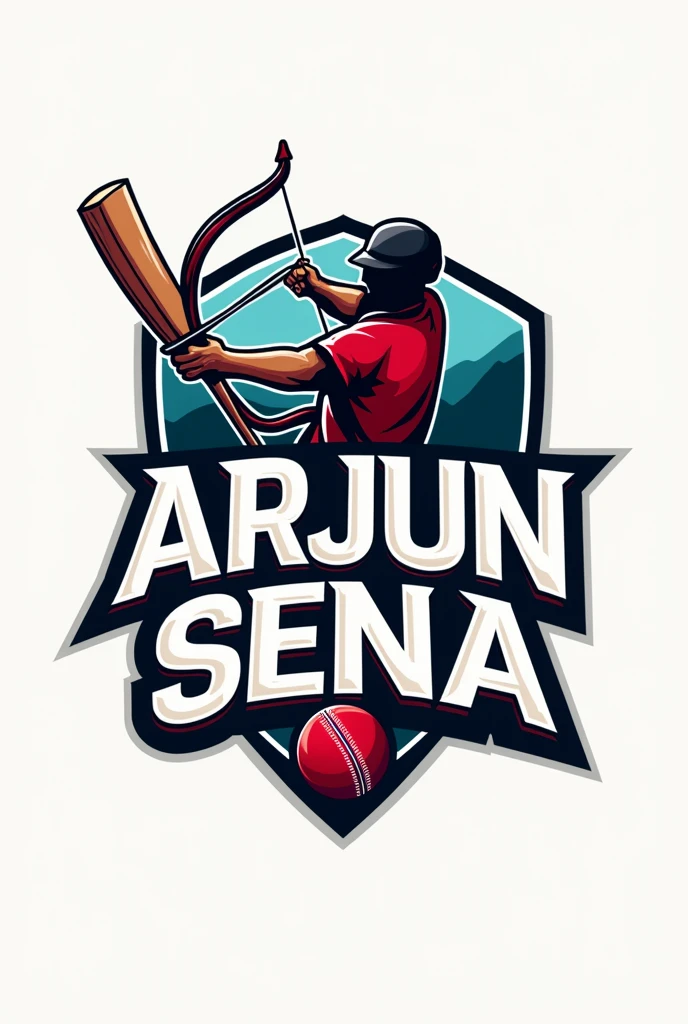 Cricket team logo name Arjun Sena also includes bow and arrow and cricket ball bat and without shadow person