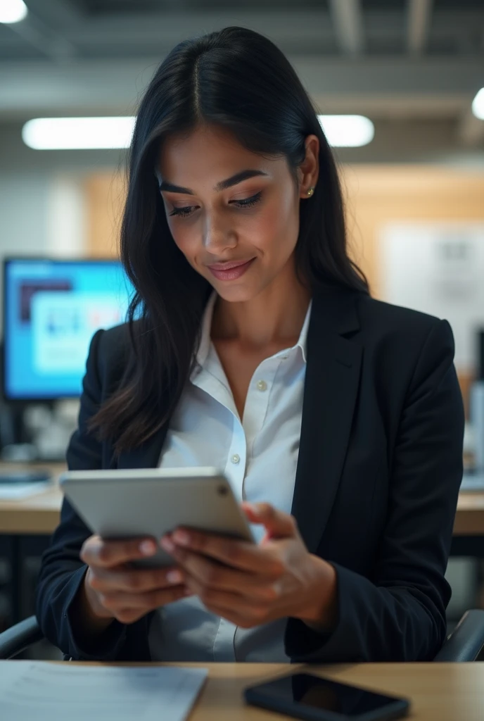 A south indian girl check facebook in uk office
