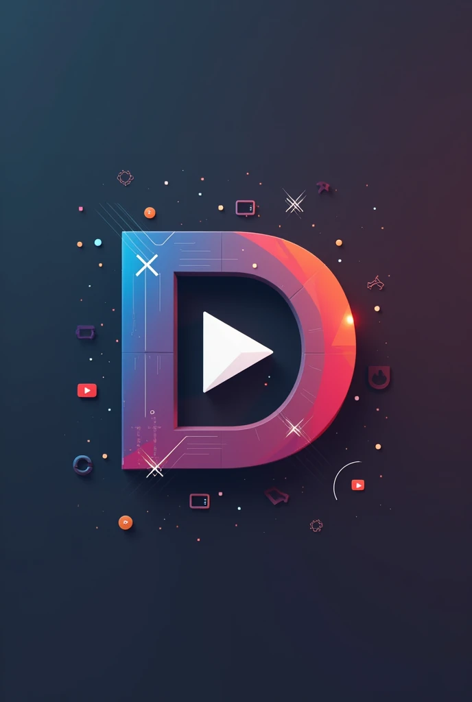 generate a logo with the CDA letters with a Play button between the letters A and C symbolizing the D and in the background the Instagram symbol, youtube, ticking X