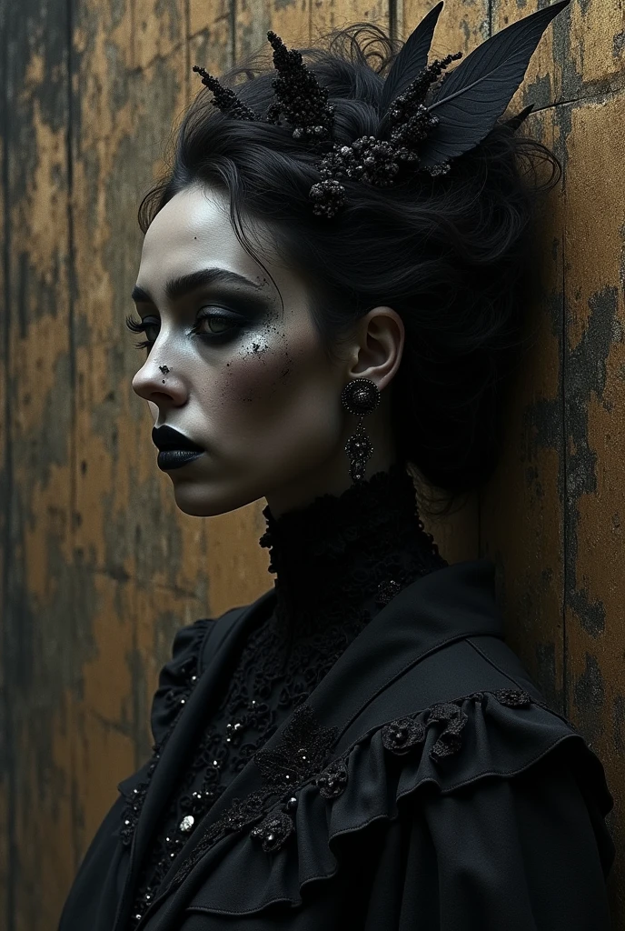 paint, illustration, surreal art, dreamlike, mysterious, provocative, Symbolic, complex, detailed, (estilo Gothic,:1.4), (masterpiece, of the highest quality:1.4) , Gustav Doré style, Johann Heinrich Füssli, John the Baptist Piranesi, beautiful black woman, detail textures,, Dark, Gothic, all black,