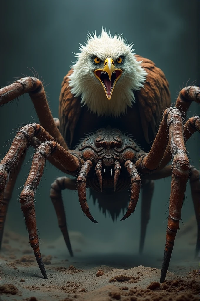 Spider with angry eagle face
