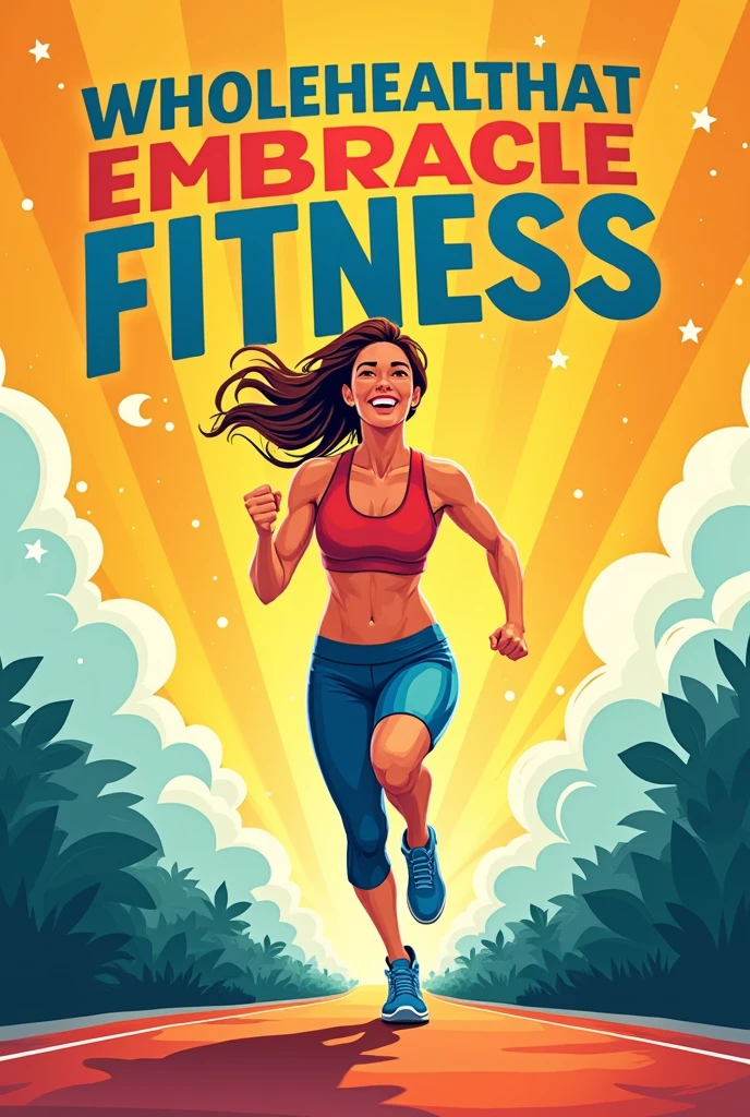 Make me a cartoon image of this Theme:Embrace fitness and enhance health
Make it like a slogan that is really inspiring and motivating