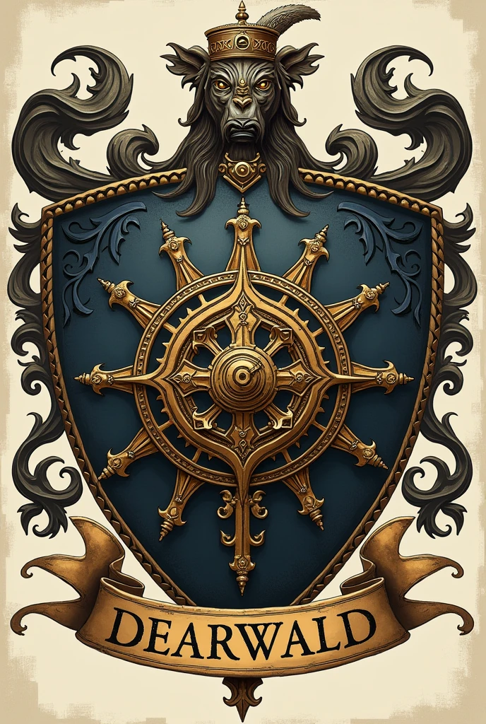 Créé un blason pour la dynastie Dearwald. C'est une puissante famille de sorciers composés d'intellectuels nés au Royaume-Uni. Ils possèdent également le titre de comte du Norfolk. Le nom Dearwald doit apparaître sous le blason dans une banderole. Pas de visage humain sur le blason.
