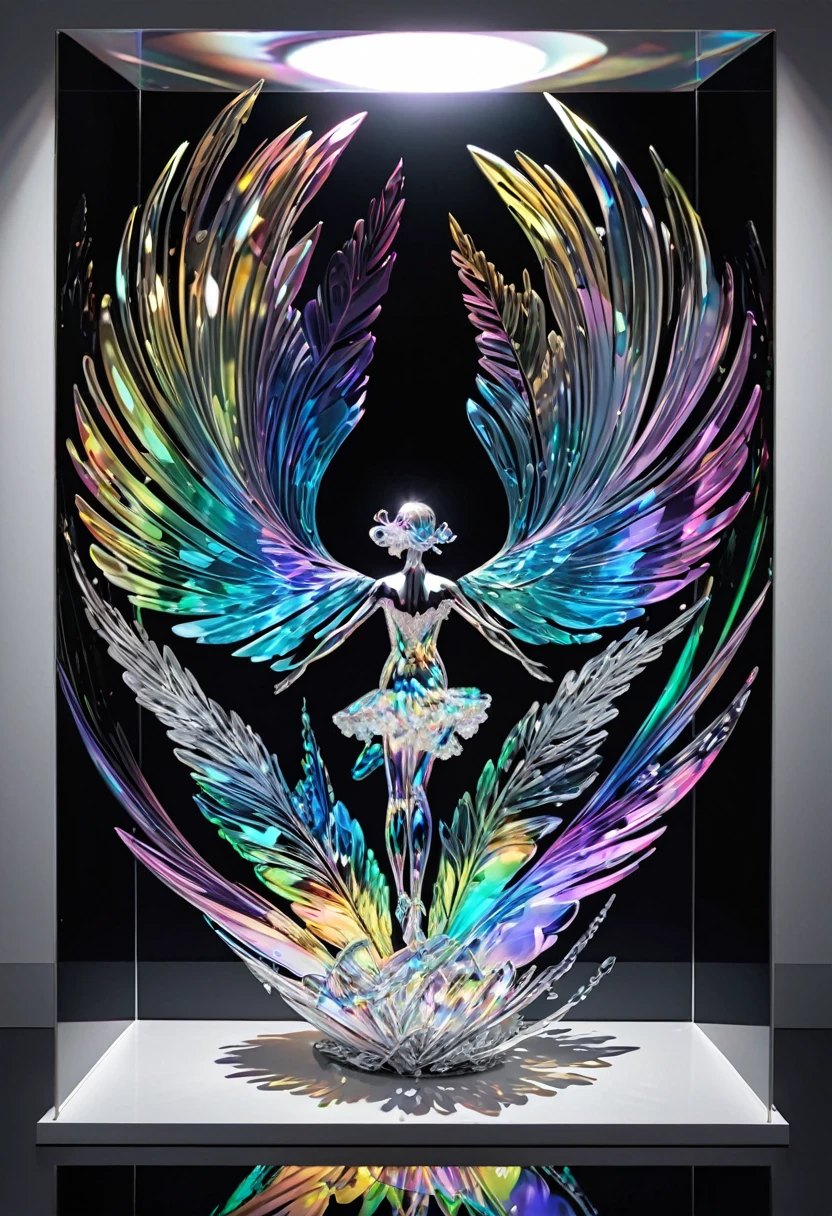 3D drawing art, fantasy world, pearl platinum crystal, iridescent, transparent, shadows, contrast, conceptual installation art, (ultra detailed, absolutely resolution, best quality:1.3), 2.5D, delicate and dynamic effects, iridescent lighting effects, artistic photography, hyper realistic