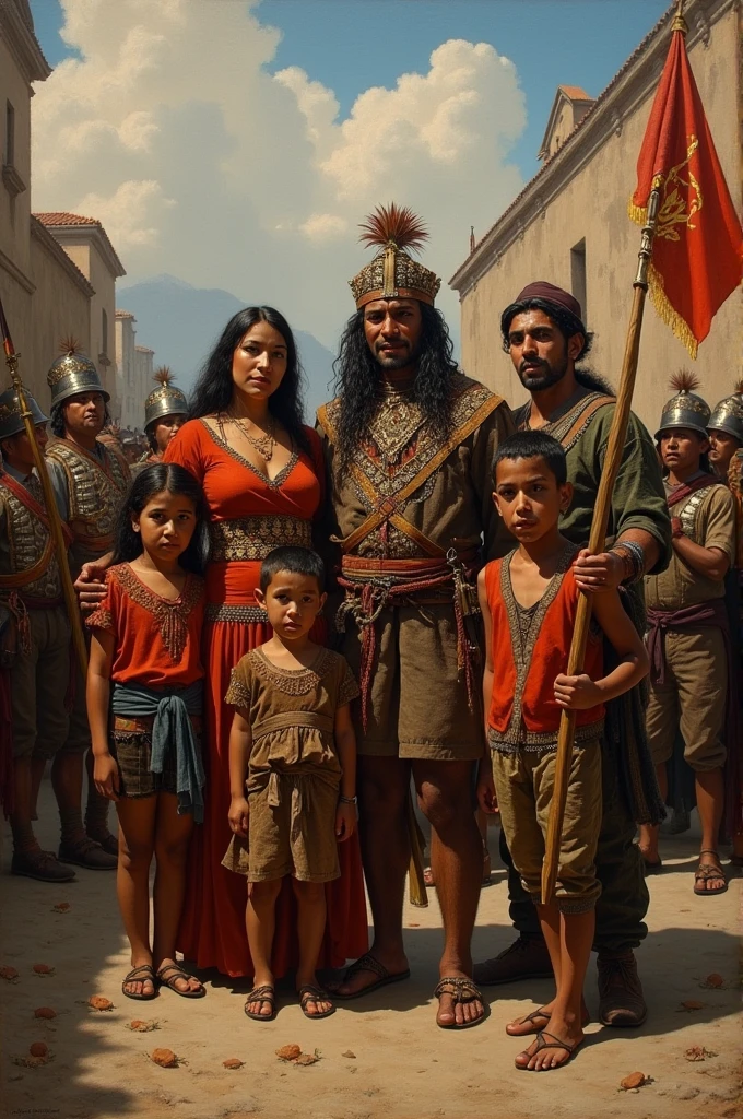 Creates Túpac Amaru delivered to the Spanish with his wife Marcela Bastidas and his 3 sons 