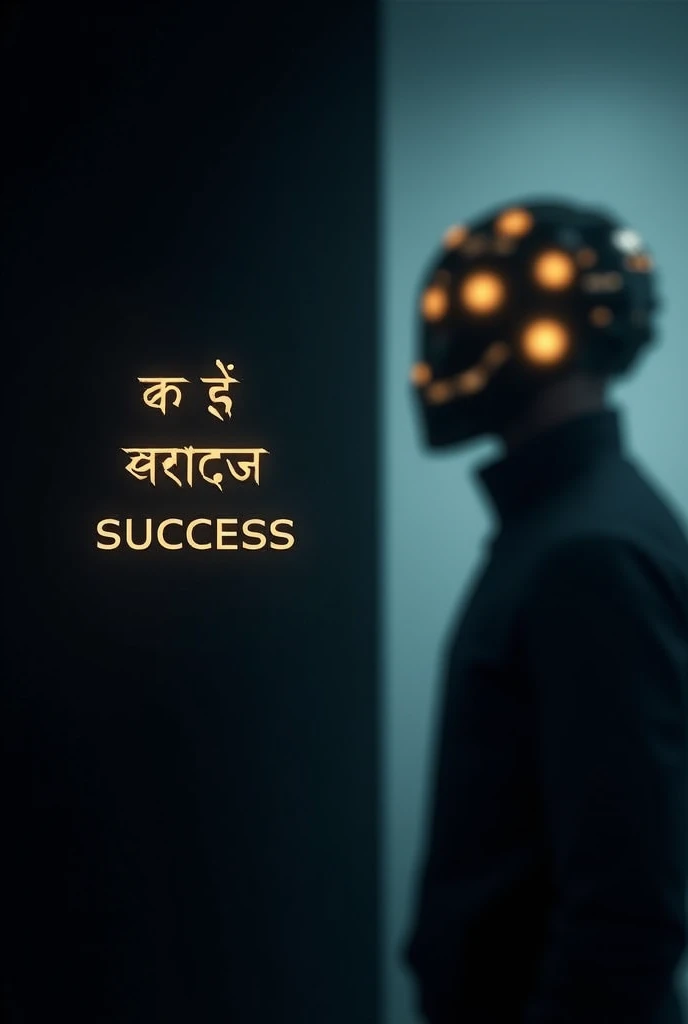 background:
There is a black background on the left side of the image.
To the right appears a blurred figure, possibly a man wearing a helmet or headgear with illuminated elements, suggesting a futuristic or technological theme.
Lesson content:
At the top left, there is text in Hindi that translates to "The Secret of Success."
Below this, it is written in English, "Secret Formula."

At the bottom left, it is written "By Jatin kumar."
Visual Elements:
The blurred shape dominates the right side of the image, which adds a sense of mystery and focuses attention on the text.
