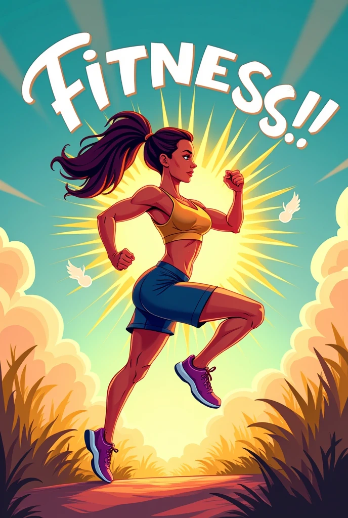 Make me a cartoon image of this Theme:Embrace fitness and enhance health 
Make it like a slogan that is really inspiring and motivating 
