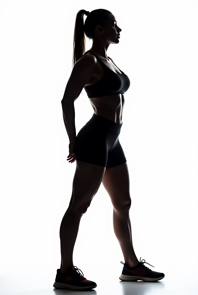 Silhouette of woman on a white background decorated with, sport wear