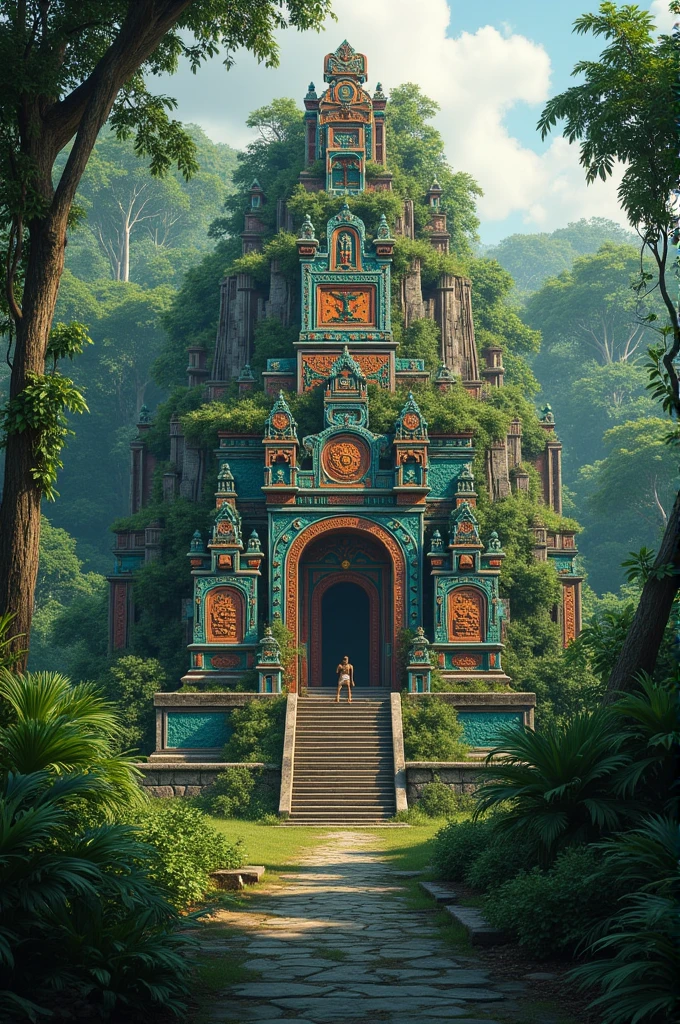 Create an indigenous temple in the middle of the Amazon