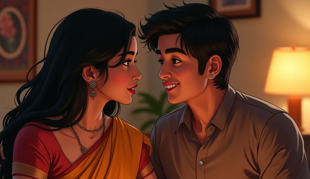 A south indian girl talk with boy friend on video call