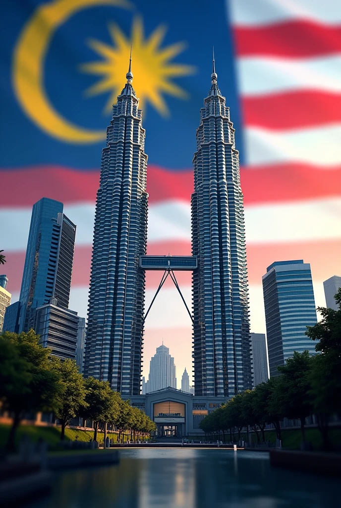 malaysian flag with petronas twin tower