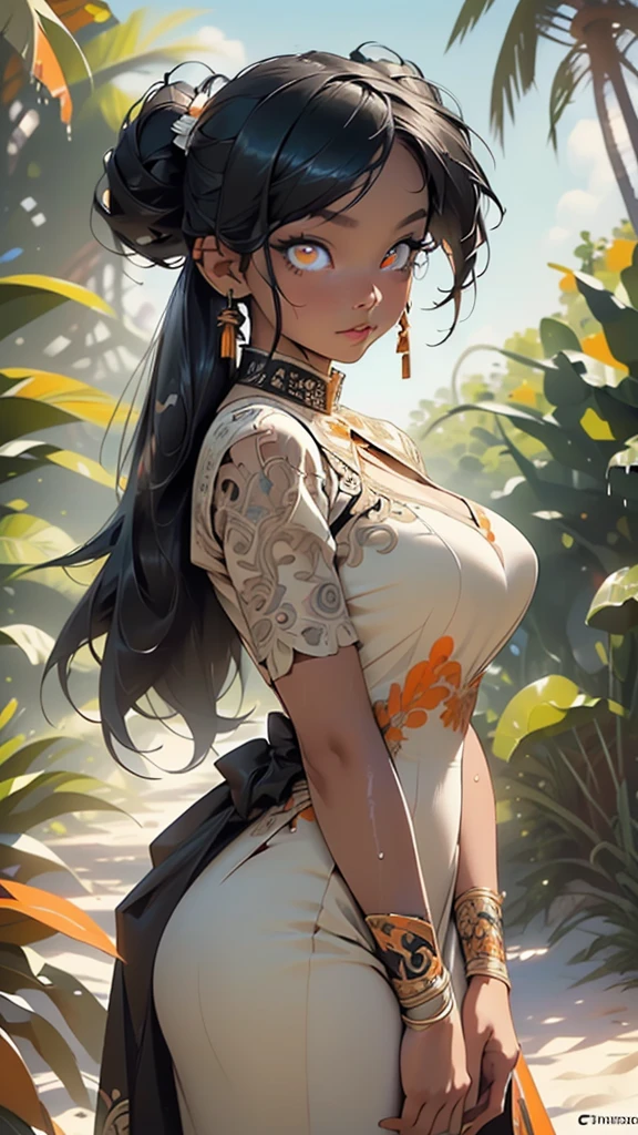 girl indian from ancient Egypt,(((monster girl))),
((remember the hindu gods)),(((eyes green:1.3))),intricate eyes,beautiful detailed eyes,symmetrical eyes,((((indian girl)))),(large breasts:1.5),((((black hair,hair tied,colored inner hair)))),((((lustrous skin:1.5,tanned skin,bright skin: 1.5,skin tanned,shiny skin,very shiny skin,shiny body)))),(spider lower abdomen,narrow waist,wide hip,athletic body,inflated legs,thick thighs,perfect lips),(((detailed face))),beautiful detailed lips,
cute,slutty,sensual,seductive look,seductive,((erotic)),opulent,sumptuous,((nsfw)),
(barefoot,),((no top,no bra,tatters,exposed belly button,topless:1.3,(nipples:1.2))),indian style,((((bandaged legs:1.5,bandaged arms:1.5,white bandage)))),(Bindi, Jhumkas:1.3),(Armlet,Haar Payal,Maang Tikka,Jhumkas,Kamarband,Bangles:1.3),almost naked,((((bandaged legs:1.5,bandaged arms:1.5,white bandage)))),,zettai ryouiki,(((barefoot))),(((eyeshadow,egyptian makeup,eyelid makeup))),(((Transparent cloth:1.1,wet clothes,intricate outfit,embroidered outfit,ornate outfit,intricate cloth,embroidered cloth,ornate cloth))),
dynamic and seductive pose,looking at viewer,embarrassed,centered,scale to fit dimensions,Rule of thirds,
outdoors,(egyptian palace,egyptian palace background,pyramids in the background),scenery,(oasis,oasis background),extremely scenery,(puddles everywhere,moss,moss on the background),clouds,Egypt style,Egypt castle,lily pads,palms,reeds,(sunset, golden hour),
(Glossy Egyptian ornaments),highres,sharp focus,(ultra detailed,extremely detailed),(photorealistic artwork:1.37),(extremely detailed CG unity 8k wallpaper),(((vibrant colors,vibrant theme))),(intricate),(masterpiece),(best quality),artistic photography,(photography taken by sldr),(intricate background),perfect rendered face,perfect face details,realistic face,photo realistic,((intricate detail)),(((realism))),
