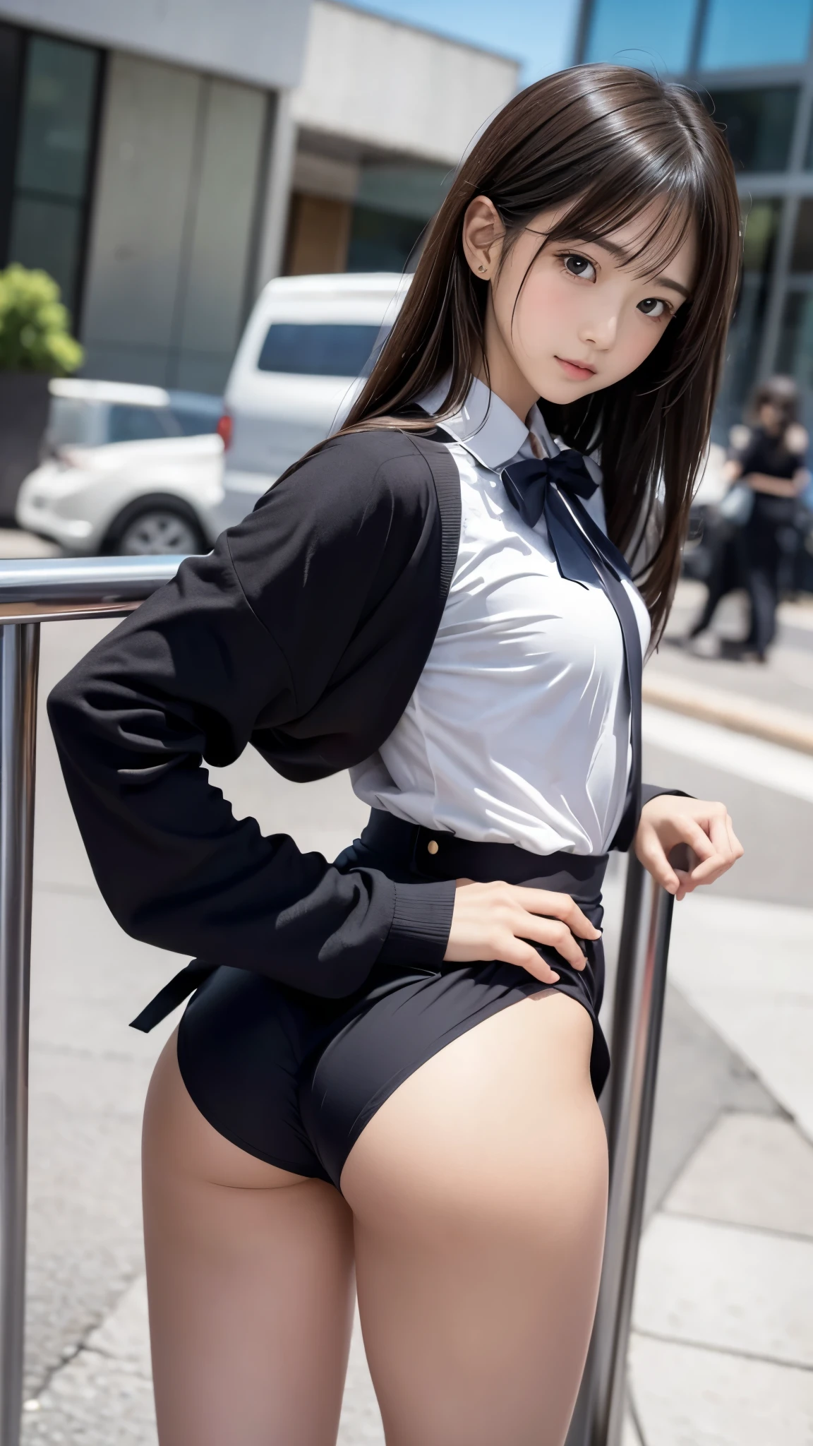 Office lady suit、beautiful girl、Baby Face、Idol、Slender body line、Highest quality、Highest quality、Masterpiece、super high quality、Reality:1.37、(Detailed eyes and face:1.2、Professional photography techniques)、(Detailed hands、The perfectly correct hand:1.1)、(Perfect Anatomy:1.3)、((Surprise pose))、(View the viewer、blush:1.2)、(Small beautiful butt:1.5)、(((Model body type、完璧な8頭身のbeautiful girl二人:1.2)))、((Beautiful high waist:1.3))、(Detailed legs、Beautiful feet:1.2、Thin thighs:1.3)