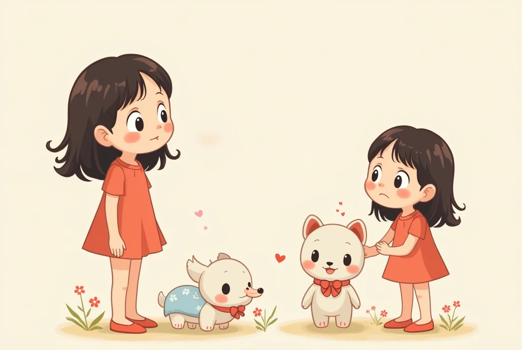 Girls' Emotion Management,Cartoon,可爱Cartoon,可爱Cartoon风格,maternal love,Cute illustration,Clean anime art,Simple background