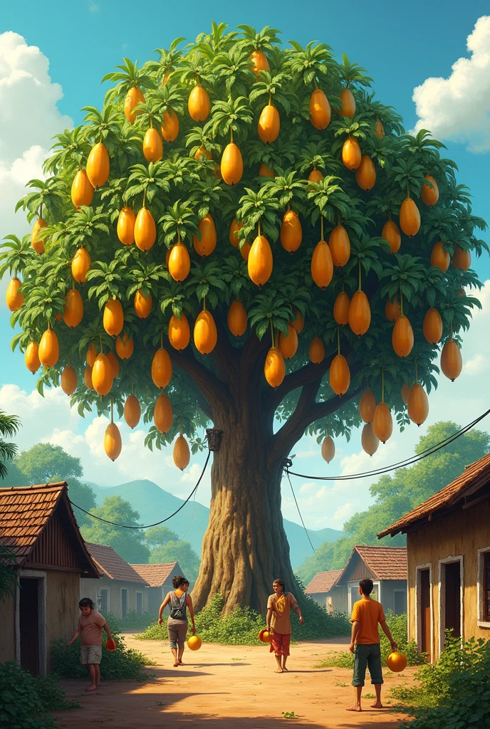 A papaya with 10,000 fruits.In a poor village with many people