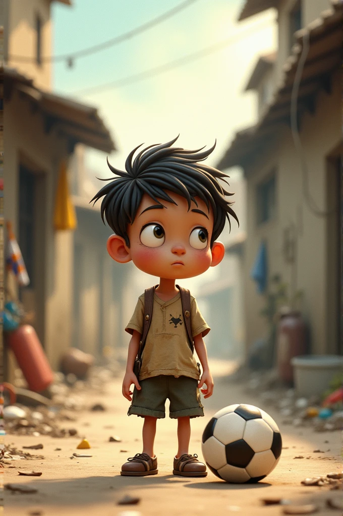 Cartoon of a poor boy wishing for football kit 