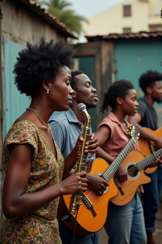 A group of poor colored people forming a band to play music