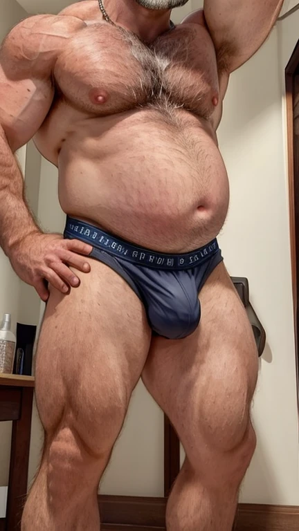 上半身は裸のOlder ageな男性ボディビルダー。
Big muscles。Big Belly。thick limbs。
A standing posture that shows the whole body。
極端に短いGray-hairedの顎髭。
極端に短いGray-hairedの髪。
Older ageな男性ボディビルダーは白いjockstrapだけを着ている。大きなbulge。
Sunburned skin。Hairy skin。Sweat-soaked skin。
男性はThe whole body is hairy。Full body covered in hair。Gray-hairedの胸毛。Gray-hairedの腹毛。Gray-hairedの下腹部の毛。Armpit hair。Arm hair。Leg hair。Thigh hair。shin hair。
Symmetrical and well-formed face。A gentle face。Calm expression。single eyelid。Kind eyes。Small eyes。Round Nose。Big Nose。Small Mouth。Small lips。
Statue。Low - Angle。Full body portrait。Older age。Gray-haired。The whole body is hairy。jockstrap。bulge。
Maximum number of pixels。Highest quality。ピントがきちんと合ったHighest qualityの写真画質。Photorealistic。