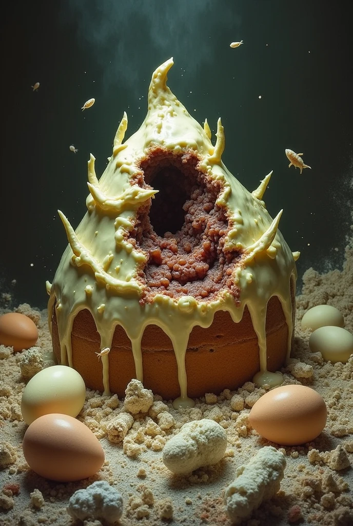 Make an even more rotten cake with even more rotten baking ingredients around it